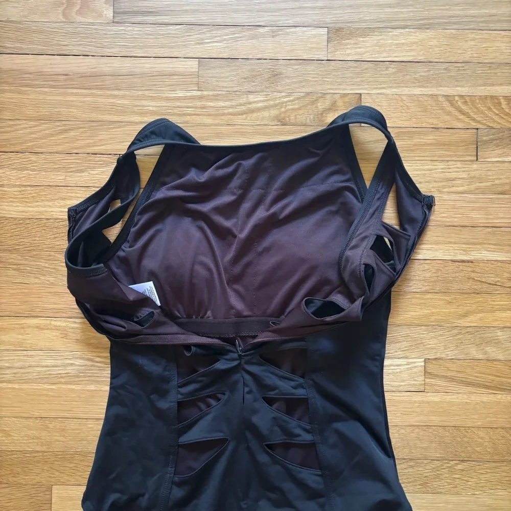 Carmen Marc Valvo‎ One Piece Swimsuit High Neck Black Women 6 Cut Out Back Chic